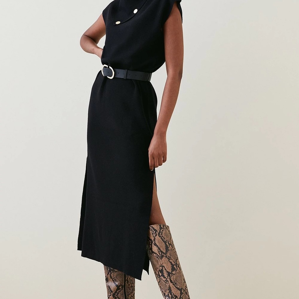 ISO Karen Millen dress Wool Blend Belted Knit Midaxi Dress. Size 8 or 10.